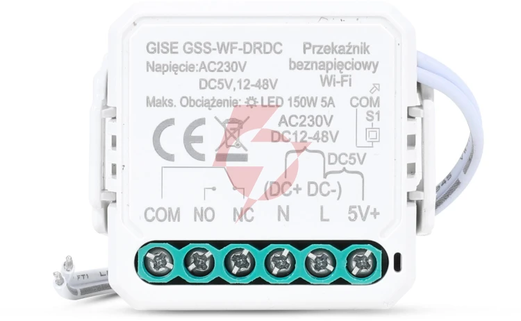 Gise smart pojedynczy moduł przekaźnikowy bezpotencjałowy niskonapięciowy wifi | tuya | gss-wf-drdc