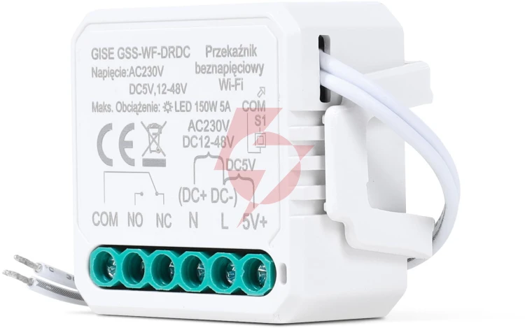 Gise smart pojedynczy moduł przekaźnikowy bezpotencjałowy niskonapięciowy wifi | tuya | gss-wf-drdc