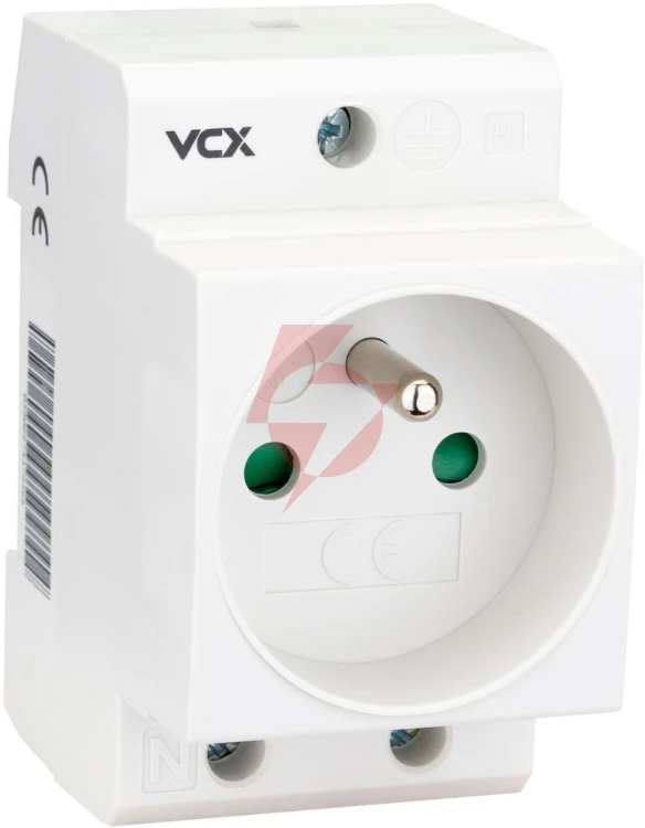 Gniazdo na szyne th 35 z bolcem uziemiającym 230v vcx gn th