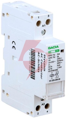 Stycznik modułowy 2 biegunowy 1p/2t/25a     2no   230v gacia hc 2p/25a 2no 230v