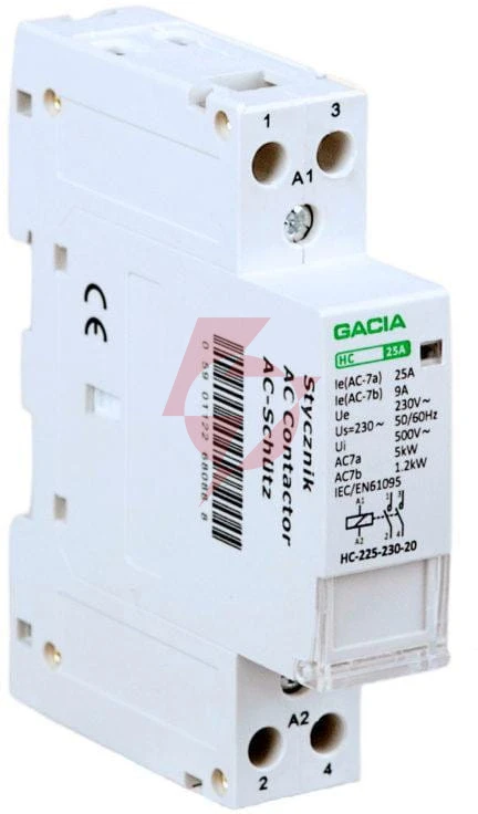 Stycznik modułowy 2 biegunowy 1p/2t/25a     2no   230v gacia hc 2p/25a 2no 230v
