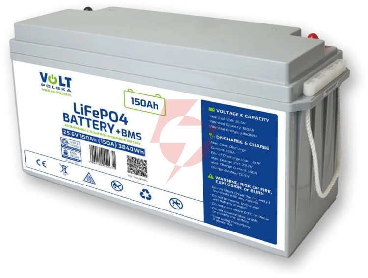Akumulator volt polska litowo-żelazowo-fosforanowy lifepo4 25,6v 150ah 150a