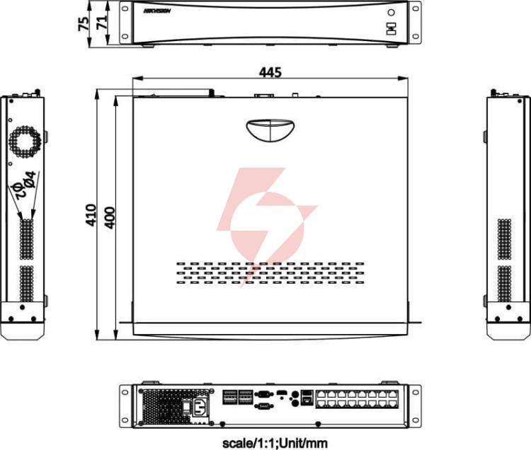 Rejestrator ip hikvision ds-7732nxi-k4/16p d alarm16+9 pl