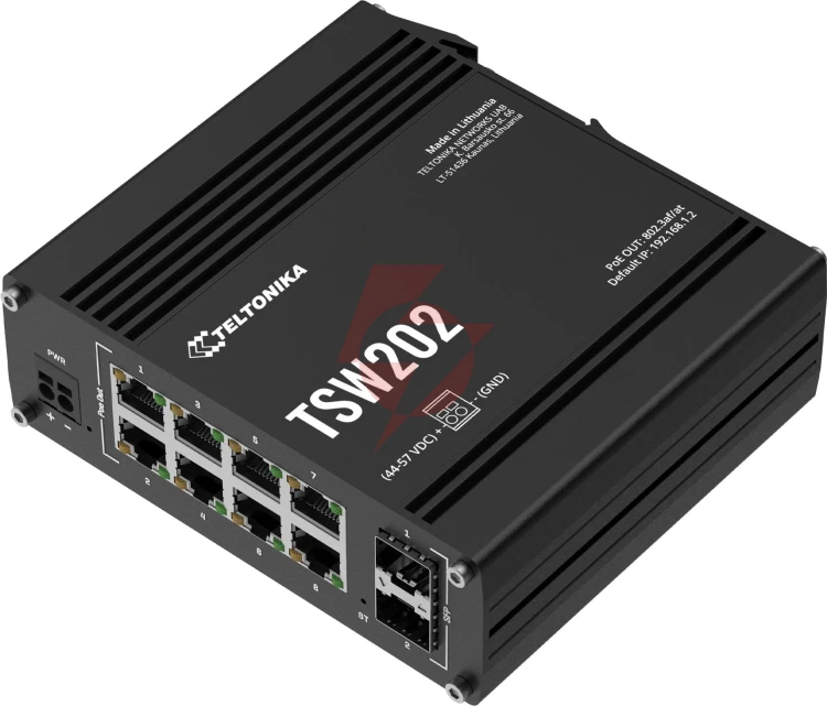 Teltonika tsw202 switch przemysłowy zarządzalny 8xfe 2xsfp poe+ (tsw202000000) din