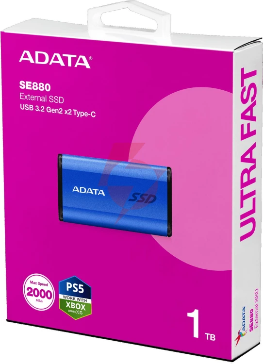 Adata dysk zewnętrzny ssd se880 1tb usb3.2a/c gen2x2 niebieski