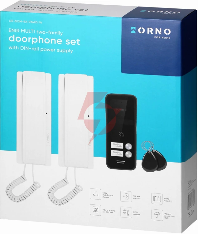 Domofon orno or-dom-ba-936zd/w 2-żyłowy/2 rodzinny