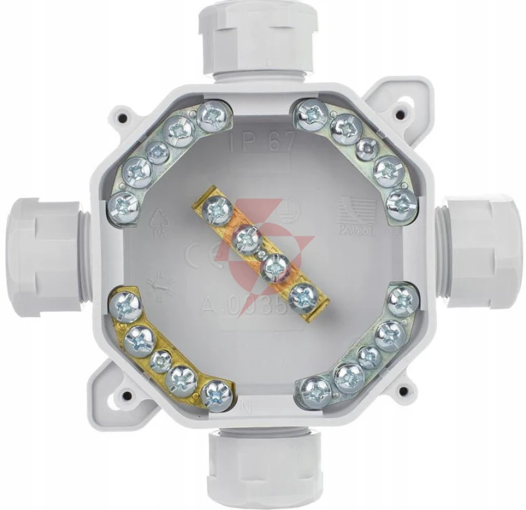 Puszka natynkowa hermetyczna pg16, ip 67 (5x4mm2), kolor szary pawbol a.0035