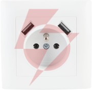 Gniazdo pojedyncze z uziemieniem z usb vcx wesa lc 13a biały