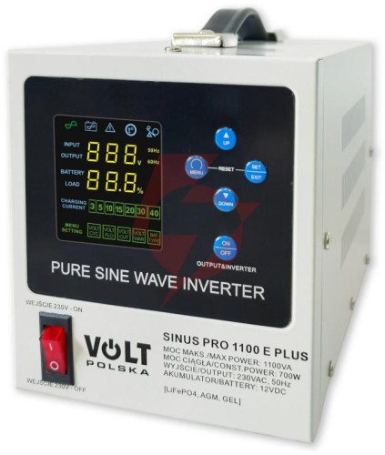Przetwornica volt polska sinuspro 1100e plus 12/230v (700/1100w) [agm, gel, lifepo4