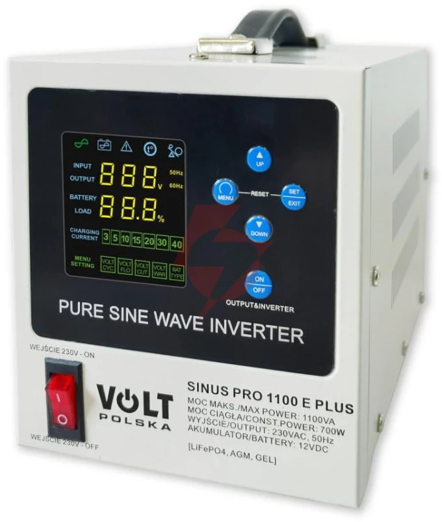 Przetwornica volt polska sinuspro 1100e plus 12/230v (700/1100w) [agm, gel, lifepo4