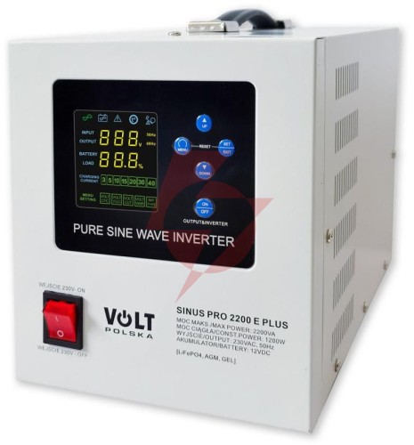 Przetwornica volt polska sinuspro 2200e plus 12/230v (1200/2200w) [agm, gel, lifepo4]