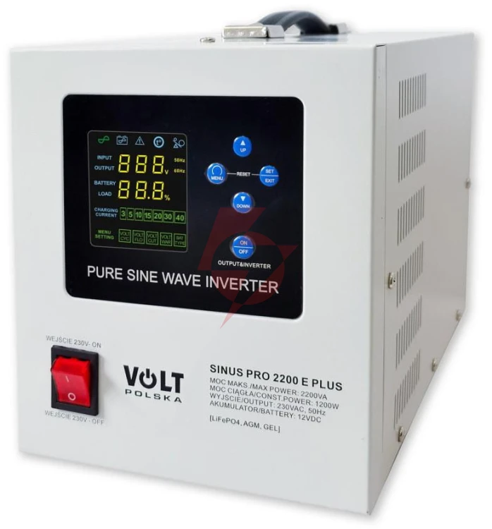 Przetwornica volt polska sinuspro 2200e plus 12/230v (1200/2200w) [agm, gel, lifepo4]