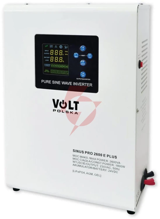 Przetwornica volt polska sinuspro 2600 e plus 24/230v (1800/2600w) [agm, gel, lifepo4]