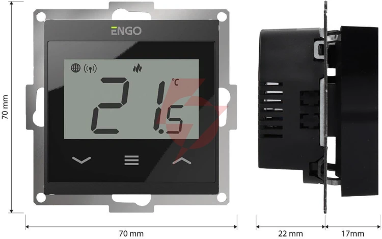 Engo controls e55-b - internetowy, podtynkowy regulator temperatury do ramki 55x55, wi-f