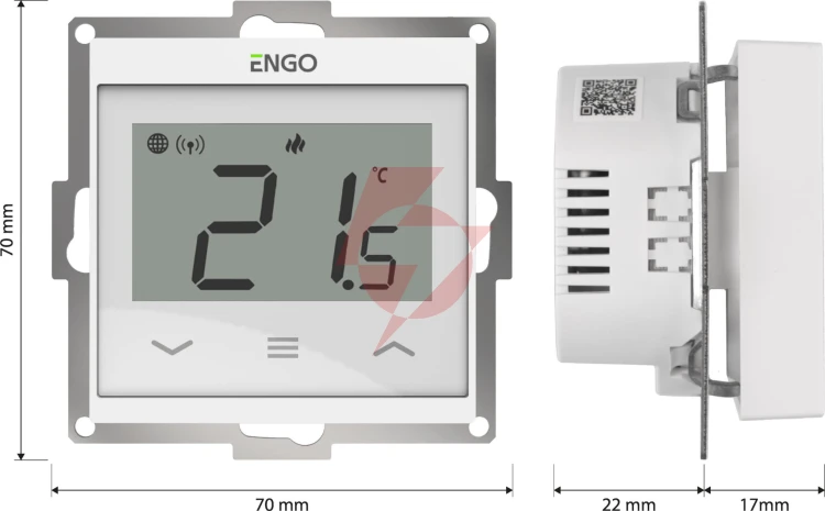 Engo controls e55-w - internetowy, podtynkowy regulator temperatury do ramki 55x55, wi-f