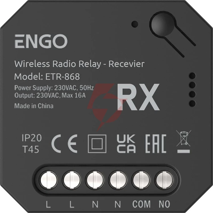 Engo controls etr-868 - przekaźnik bezprzewodowy engolink, sterowany radiowo, 868mhz, 230v