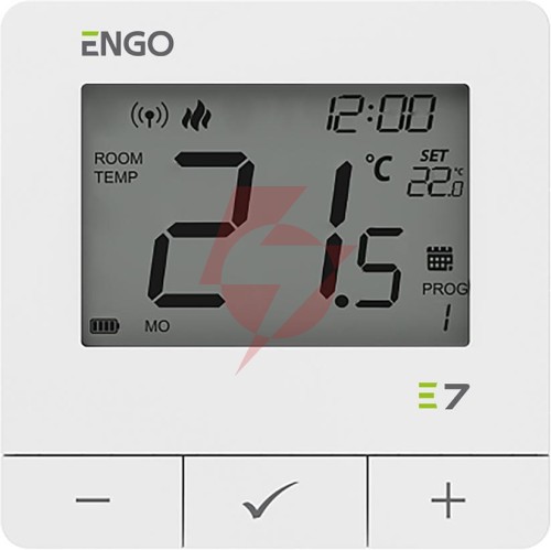 Engo controls e7-rfw - programowany, bezprzewodowy regulator temperatury, biały