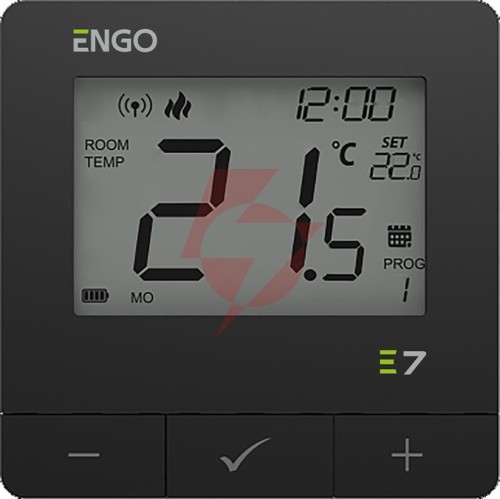 Engo controls e7-rfb - programowany, bezprzewodowy regulator temperatury, czarny