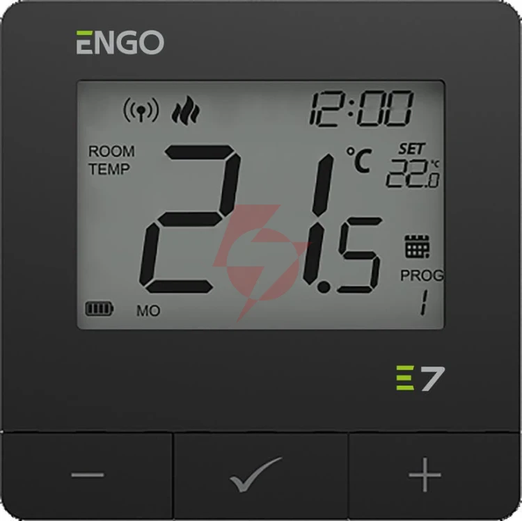 Engo controls e7-rfb - programowany, bezprzewodowy regulator temperatury, czarny