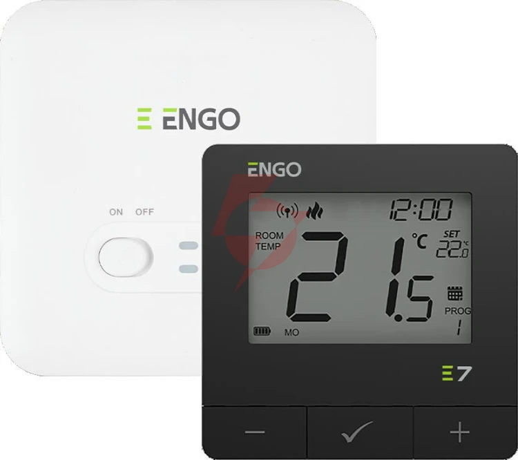 Engo controls e7-rfb - programowany, bezprzewodowy regulator temperatury, czarny