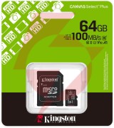 Karta pamięci microsd 64gb kingston canvas select plus microsdxc c10 uhs-1 64gb
