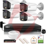 Zestaw monitoringu ip dahua tioc 5mpx 2k 4 kamery tubowa nvr z dyskiem