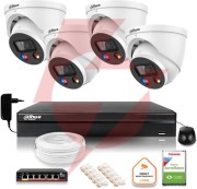 Zestaw monitoringu ip dahua tioc 8mpx 4k 4 kamery z alarmem nvr z dyskiem