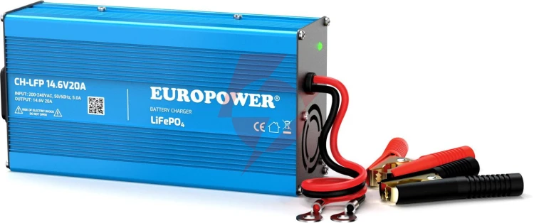 Ładowarka prostownik do akumulatorów lifepo4 europower ch-lfp/12/20 m8 14,6v 20a konektor m8