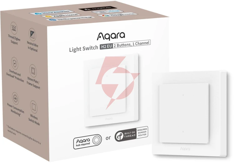 Aqara light switch h2 eu | przełącznik | 2 przyciski, 1 kanał, offline ws-k07d