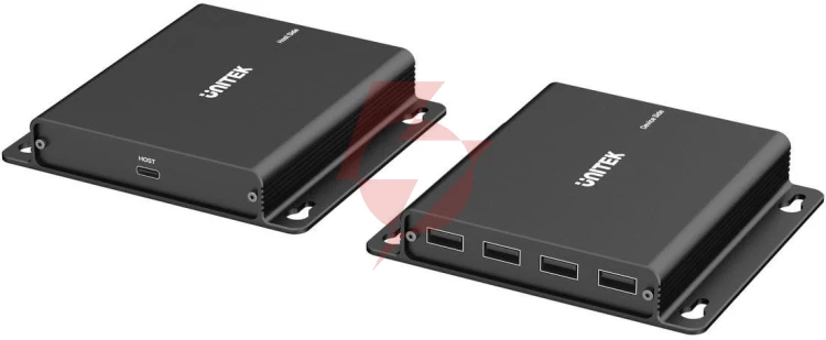 Unitek przedłużacz usb-c na 4× usb-a przez ethernet, zasięg do 150 m 480mbps