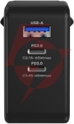 Ładowarka sieciowa unitek 65w gan quick charge (2x usb-c pd + usb-a)