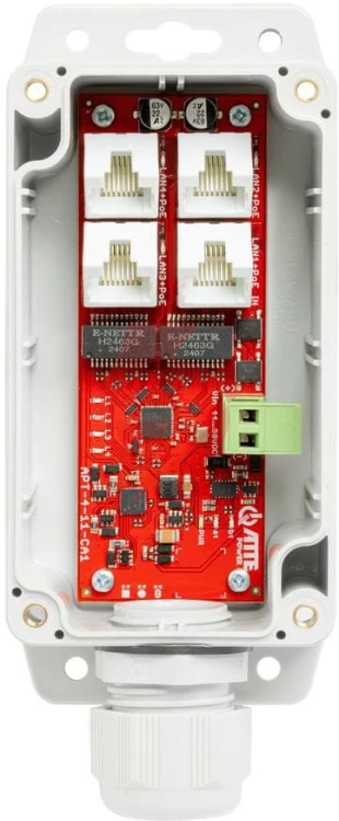 Switch poe 4 portowy atte apt-4-11-ca1 + extender w obudowie zewnętrznej ip68
