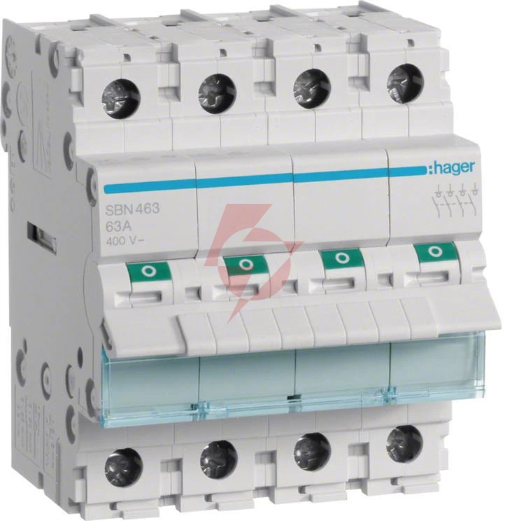 Modułowy rozłącznik izolacyjny 4p 63a 400vac hager sbn463