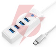 Hub usb orico usb-c 4x usb-a 3.1 biały