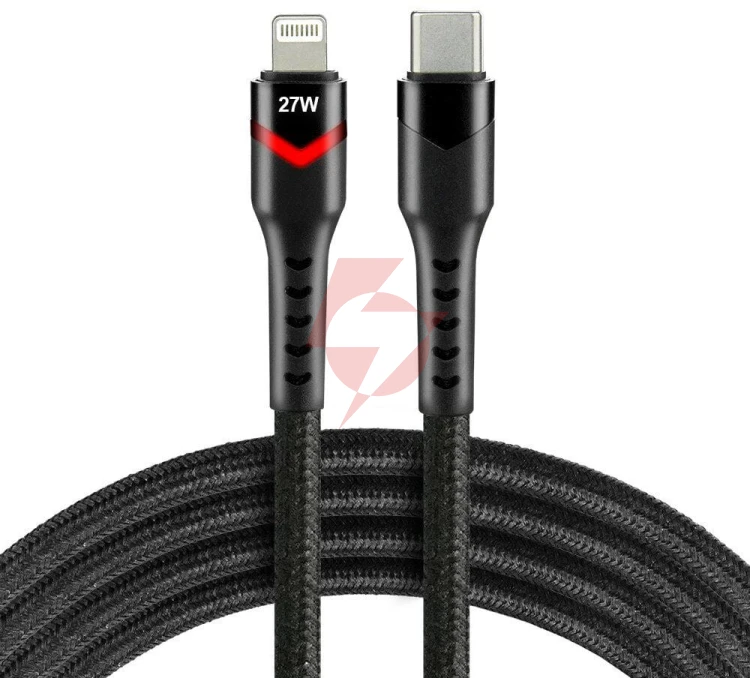 Kabel usb-c / lightning apple iphone led rgb everactive cbb-1cir 100cm pd 27w