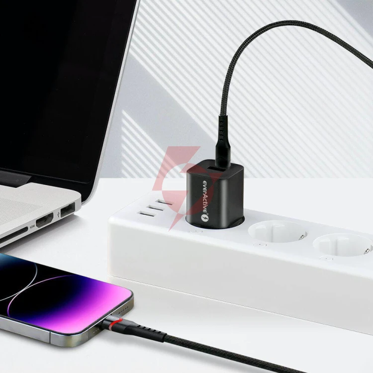 Kabel usb-c / lightning apple iphone led rgb everactive cbb-1cir 100cm pd 27w