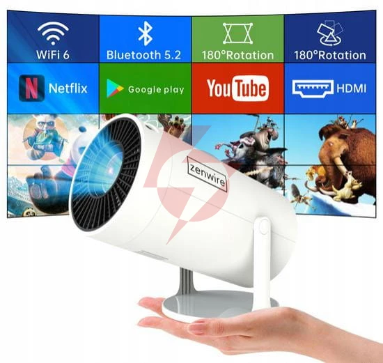 Przenośny projektor zenwire r1 full hd android wifi bluetooth obrotowy