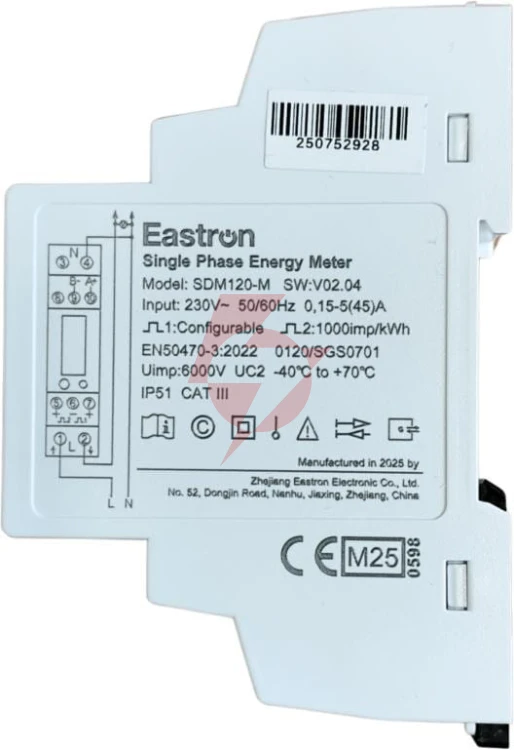 Licznik energii jednofazowy z modbus dwukierunkowy vcx sdm120m (mid)