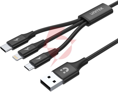 Unitek przewód ładujący usb 3 w 1 czarny