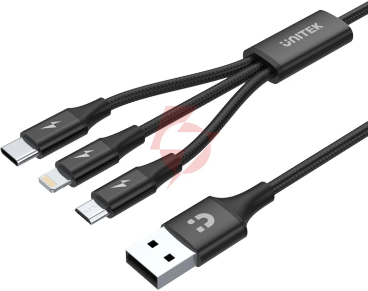 Unitek przewód ładujący usb 3 w 1 czarny