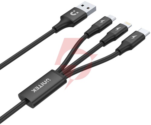 Unitek przewód ładujący usb 3 w 1 czarny
