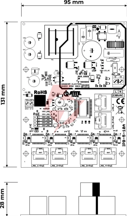 Switch poe 6 portowy ze zintegrowanym zasilaczem atte ipb-5-10a-of