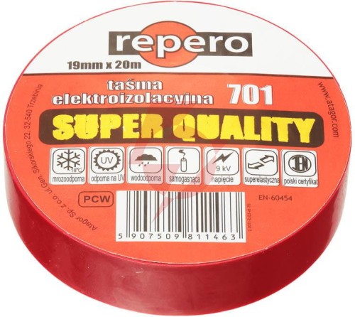 Taśma izolacyjna repero 701 czerowna 19mmx20m