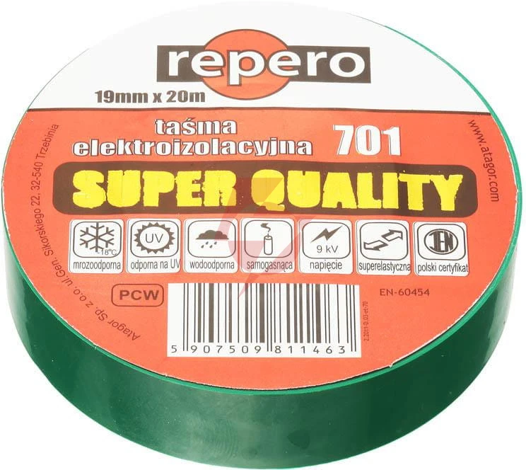Taśma izolacyjna repero 701 zielona 19mmx20m