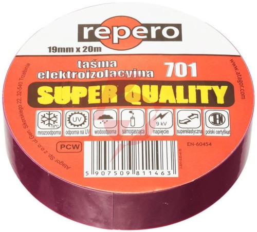 Taśma izolacyjna repero 701 fioletowa 19mmx20m