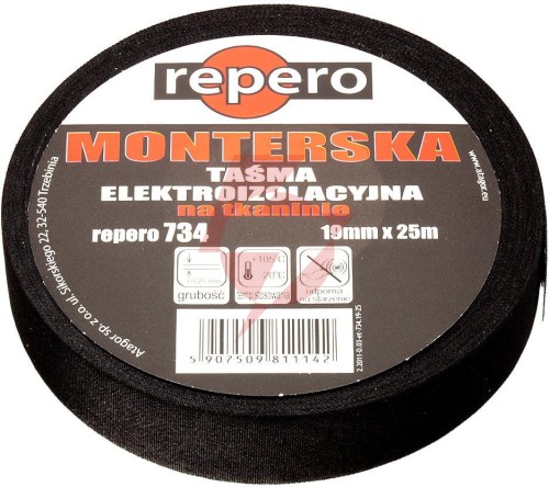 Taśma repero 734 monterska parciana 19mmx25m