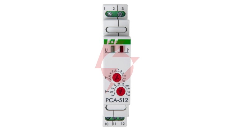 Przekaźnik czasowy 1P 10A 0,1sek-576h 12-264V AC/DC opóźnione wyłączenie, PCA-512UNI