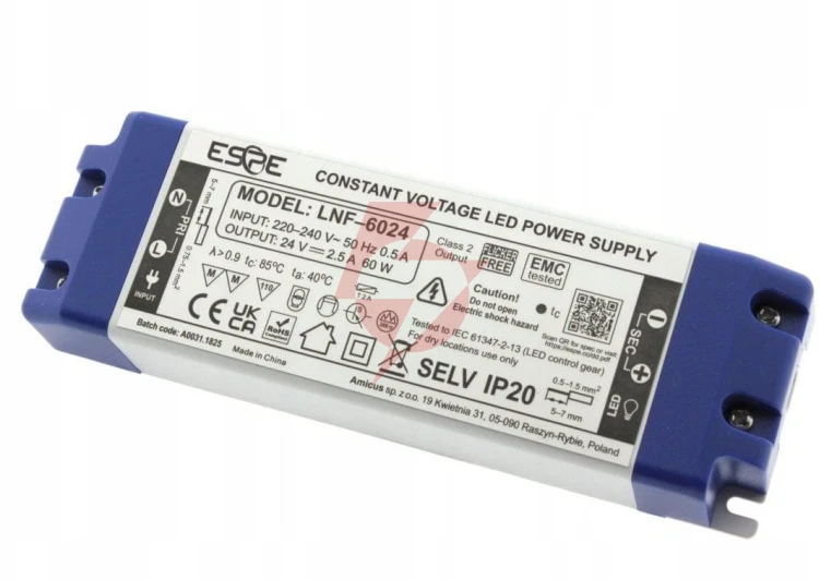 Zasilacz impulsowy led espe lnf-6024 24v/60w/2.5a ip20