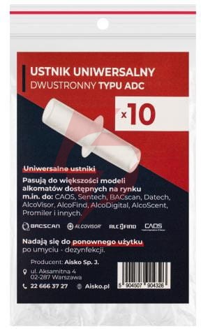 Ustnik uniwersalny dwustronny typu adc aisko do alkomatów opakowanie (10 szt.)