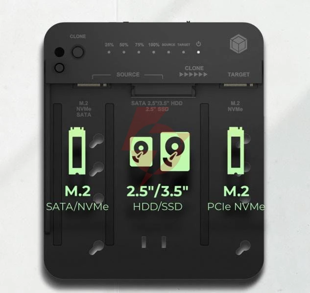 Stacja klonująca i dokująca icybox  ib-2913mcl-c31 dla m.2 nvme ssd i hdd
